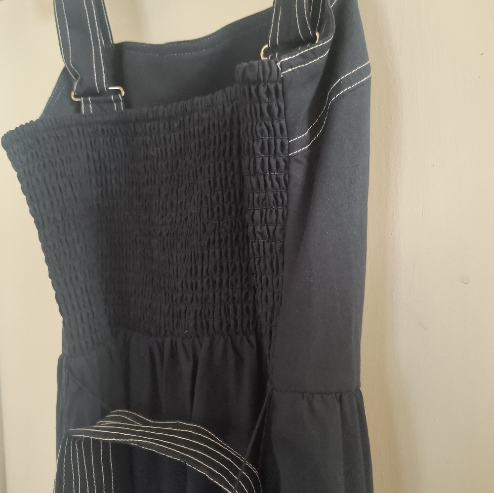 Caroline Constas Navy Dress Ruffled Bib Belted Midi/Maxi - Picture 8 of 10